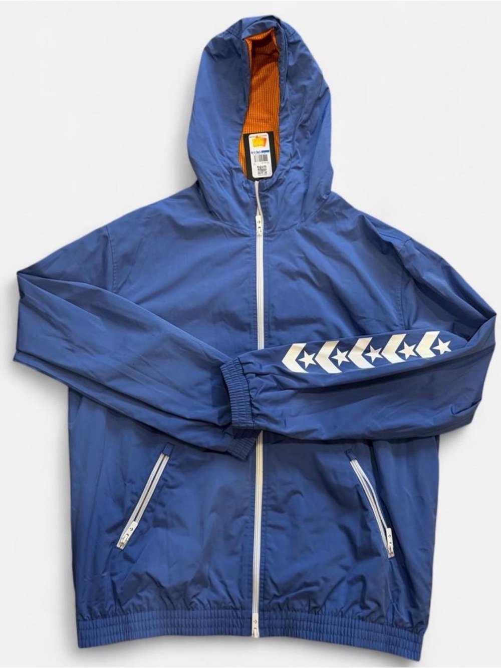 Converse Blue Jacket with White Zipper and Orange Lining